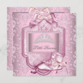 Elegante Princess Baby Shower Girl Pink Damask Sho Einladung (Vorne/Hinten)