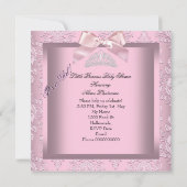 Elegante Princess Baby Shower Girl Pink Damask Sho Einladung (Rückseite)