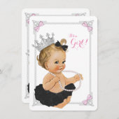 Elegante Princess Ballerina Tutu Pearl Baby Shower Einladung (Vorne/Hinten)