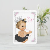 Elegante Princess Ballerina Tutu Pearl Baby Shower Einladung (Stehend Vorderseite)