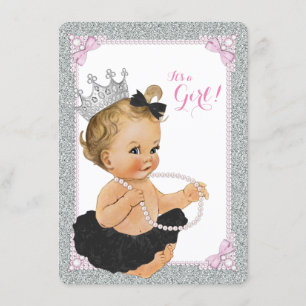 Elegante Princess Black Tutu Pearl Baby Shower Einladung
