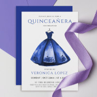 Elegante Princess Blue Dress Quinceñera Wasserfarb