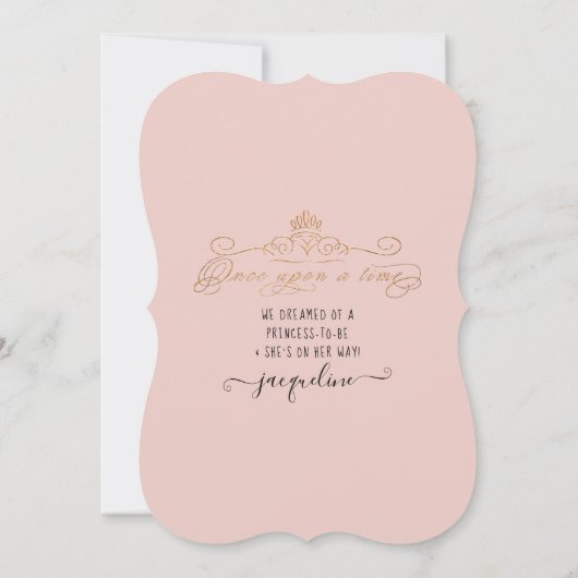 Elegante Princess Carriage Gold Virtual Baby Dusch Einladung (Rückseite)