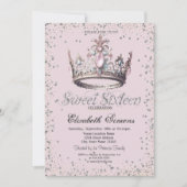 Elegante Princess Crown Diamonds Confetti Sweet 16 Einladung (Vorderseite)