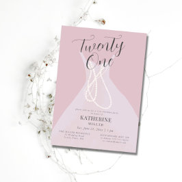 Elegante Princess Dress Pearls Pink 21. Geburtstag Einladung