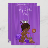 Elegante Princess Ethnic Baby Sip & See Einladung (Vorne/Hinten)