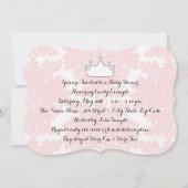 Elegante Princess Pink Damask Baby Girl Dusche Einladung (Rückseite)