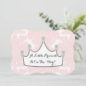 Elegante Princess Pink Damask Baby Girl Dusche Einladung (Stehend Vorderseite)
