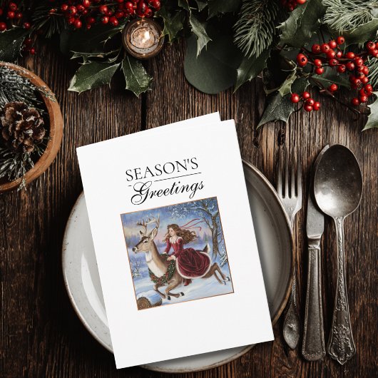 Elegante Princess & Reindeer Weihnachten Niedlich Karte