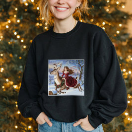 Elegante Princess & Reindeer Weihnachten Niedlich Sweatshirt