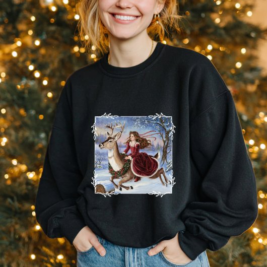 Elegante Princess & Reindeer Weihnachten Niedlich Sweatshirt