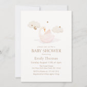 Elegante Princess Swan Moon Star Babydusche Einladung (Vorderseite)