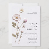 Elegante Print Pressed Pastel Boho Blume Hochzeit Einladung (Vorderseite)