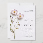 Elegante Print Pressed Pastel Boho Blume Hochzeit Einladung (Vorderseite)