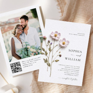 Elegante Print Pressed Pastel Boho Blume Hochzeit Einladung