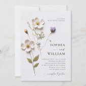 Elegante Print Pressed Pastel Boho Blume Hochzeit Einladung (Vorderseite)