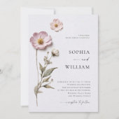 Elegante Print Pressed Pastel Boho Blume Hochzeit Einladung (Vorderseite)