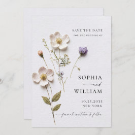Elegante Print Pressed Pastel Boho Blume Hochzeit Save The Date