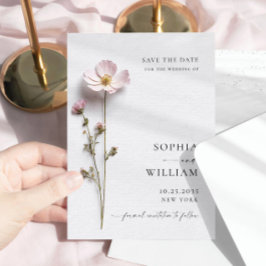 Elegante Print Pressed Pastel Boho Blume Hochzeit Save The Date
