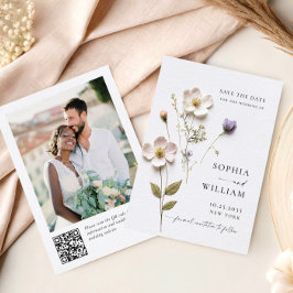 Elegante Print Pressed Pastel Boho Blume Hochzeit Save The Date