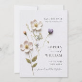 Elegante Print Pressed Pastel Boho Blume Hochzeit Save The Date (Vorderseite)