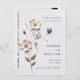 Elegante Print Pressed Pastel Boho Blume Hochzeit Save The Date