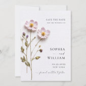 Elegante Print Pressed Pastel Boho Blume Hochzeit Save The Date (Vorderseite)