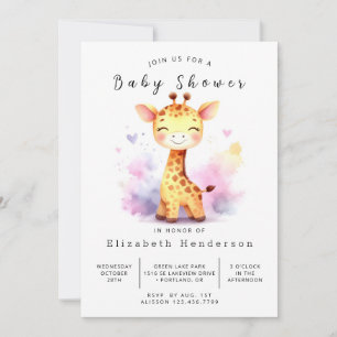 Elegante Printable Giraffe Baby Dusche Einladung