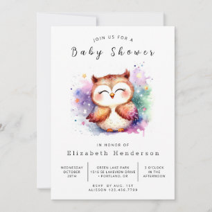 Elegante Printable Owl Babydusche Einladung