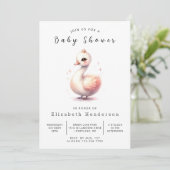Elegante Printable Swan Baby Shower Einladung (Stehend Vorderseite)