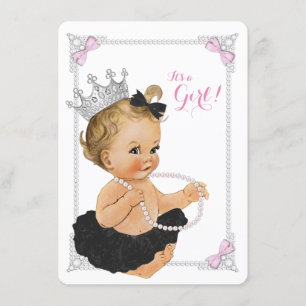 Elegante Prinzessin Ballerina Tutu Perlen Baby Sho Einladung