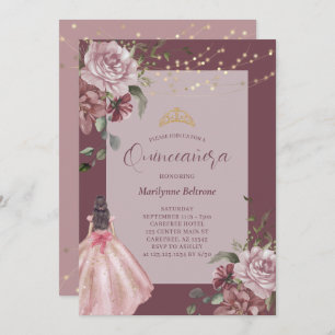 Elegante Prinzessin Floral Quinceñera Einladung