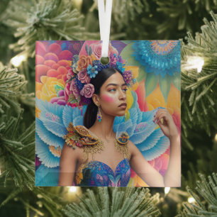 Elegante Prinzessin mit Flügeln Ornament Aus Glas