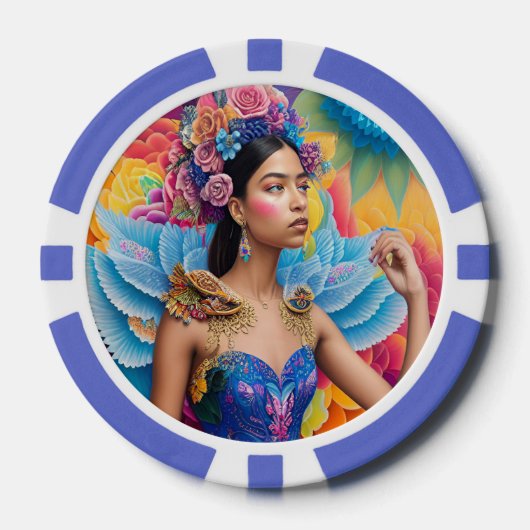 Elegante Prinzessin mit Flügeln Pokerchips (Vorderseite)