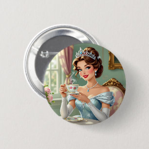 Elegante Prinzessin mit Krone und elegantem Kleid Button