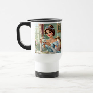 Elegante Prinzessin mit Krone und elegantem Kleid Reisebecher