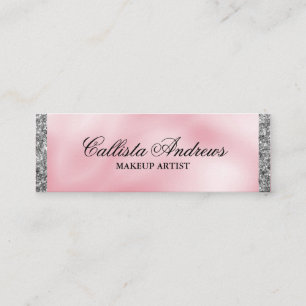 Elegante Prinzessin Pink Silber Seiden Glitter Ran Mini Visitenkarte