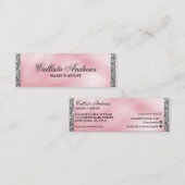 Elegante Prinzessin Pink Silver Silk Glitzer Borde Mini Visitenkarte (Vorne/Hinten)