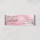 Elegante Prinzessin Pink Silver Silk Glitzer Borde Mini Visitenkarte (Rückseite)