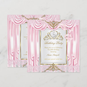 Elegante Prinzessin Rosa Gold Weiß Geburtstagsfeie Einladung
