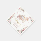 Elegante Prinzessin Rosa und Gold Ballons Geburtst Serviette (Ecke)