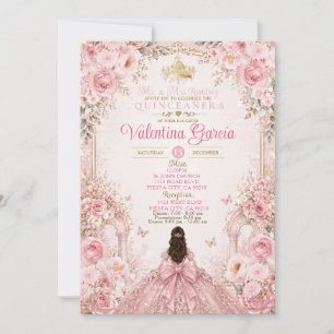 Elegante Prinzessin Sweet 15 Einladung mit Krone