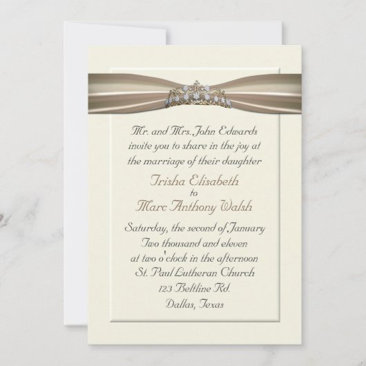 Elegante Prinzessin Wedding Invitation Einladung (Vorderseite)