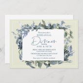 Elegante Probe Abendessen Blaue Flora und Fauna Einladung (Vorne/Hinten)