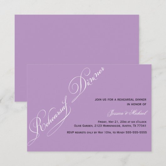 Elegante Probe Abendessen Einladung (Vorne/Hinten)