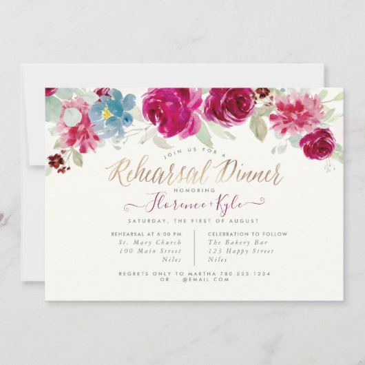 Elegante Probe Abendessen Mini Berries Einladung (Vorderseite)