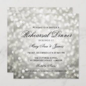 Elegante Probe Abendessen Silberner Glitzer Lichte Einladung (Vorne/Hinten)