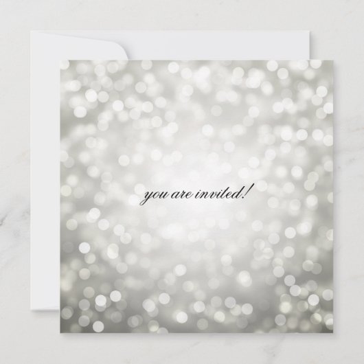 Elegante Probe Abendessen Silberner Glitzer Lichte Einladung (Rückseite)