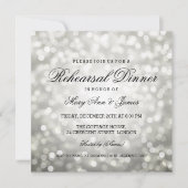 Elegante Probe Abendessen Silberner Glitzer Lichte Einladung (Vorderseite)