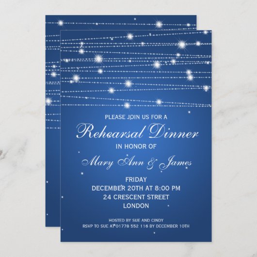 Elegante Probe Abendessen Sparklassensee Einladung (Vorne/Hinten)